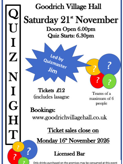 Quiz & Supper Saturday 21st November 2026